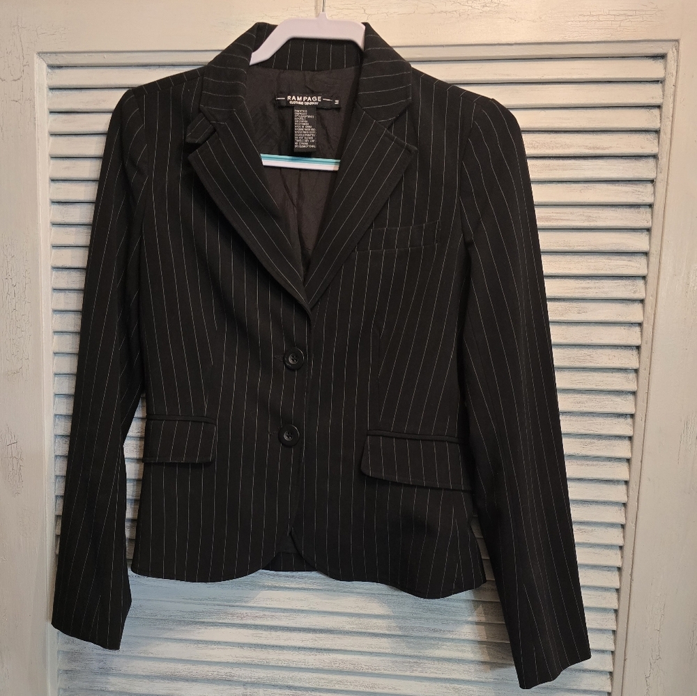 Rampage Black Pinstriped Women's Blazer. Size Medium.